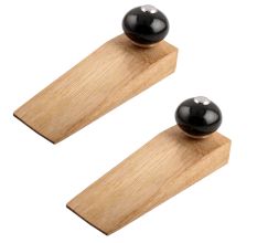 2 Pieces Black Round Ceramic Wooden Door Stopper